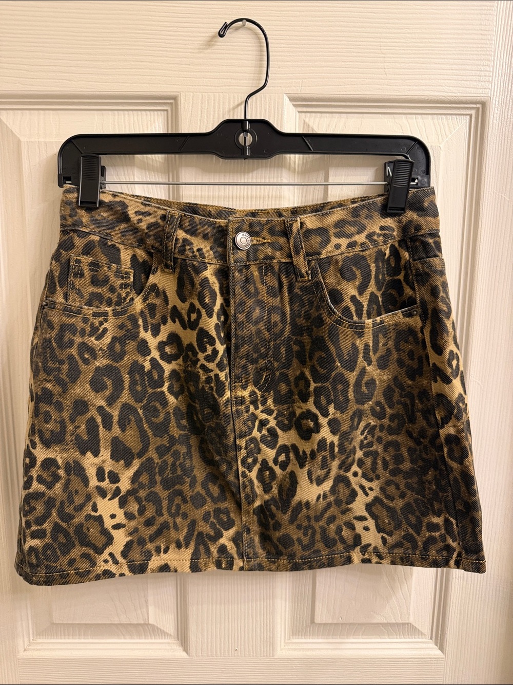 Leopard Print Mini Skirt - Brown/Cream